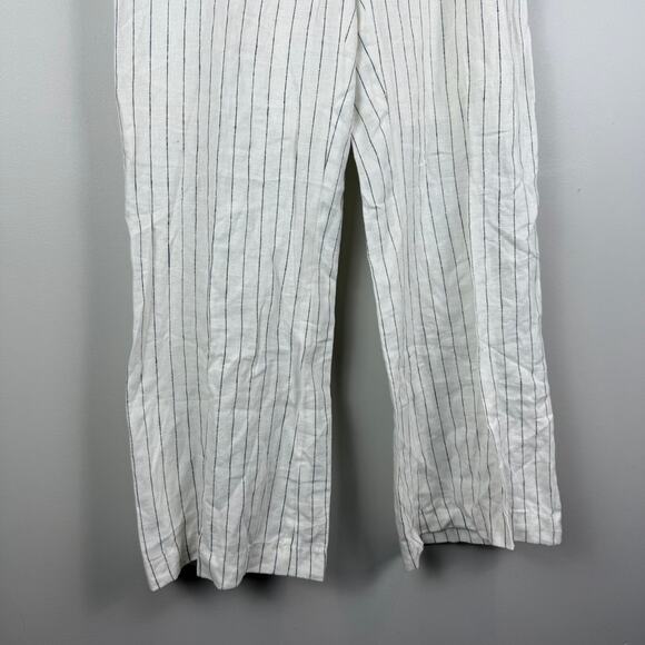 Michael Kors 100% Linen Pants Womens 6 White Black Striped Wide Leg Coastal Core - Picture 6 of 11